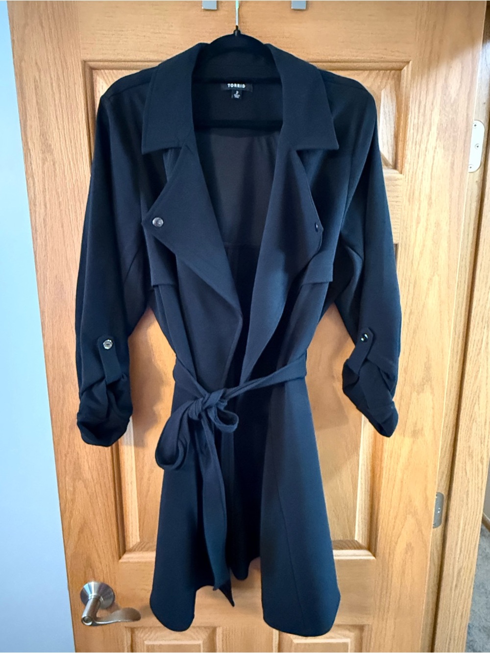 Torrid Womens Black Trench Coat with Tie Belt